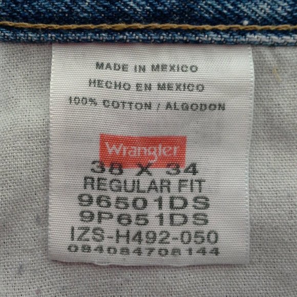 Wrangler mens jeans 38x34 Tall Blue Straight leg - Picture 2 of 8